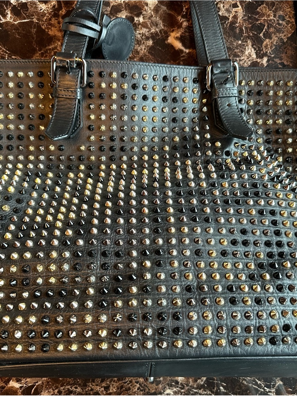 Christian Louboutin Black Studded Leather Tote